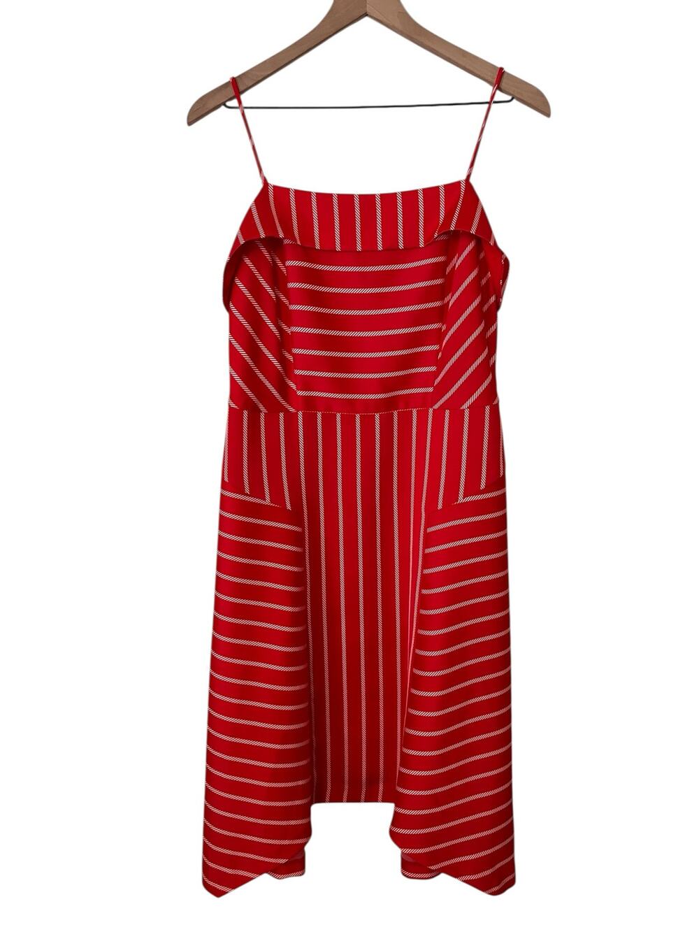 Banana Republic Womens Sleeveless Red Striped Handkerchief Hem Dress Size 6 NWT